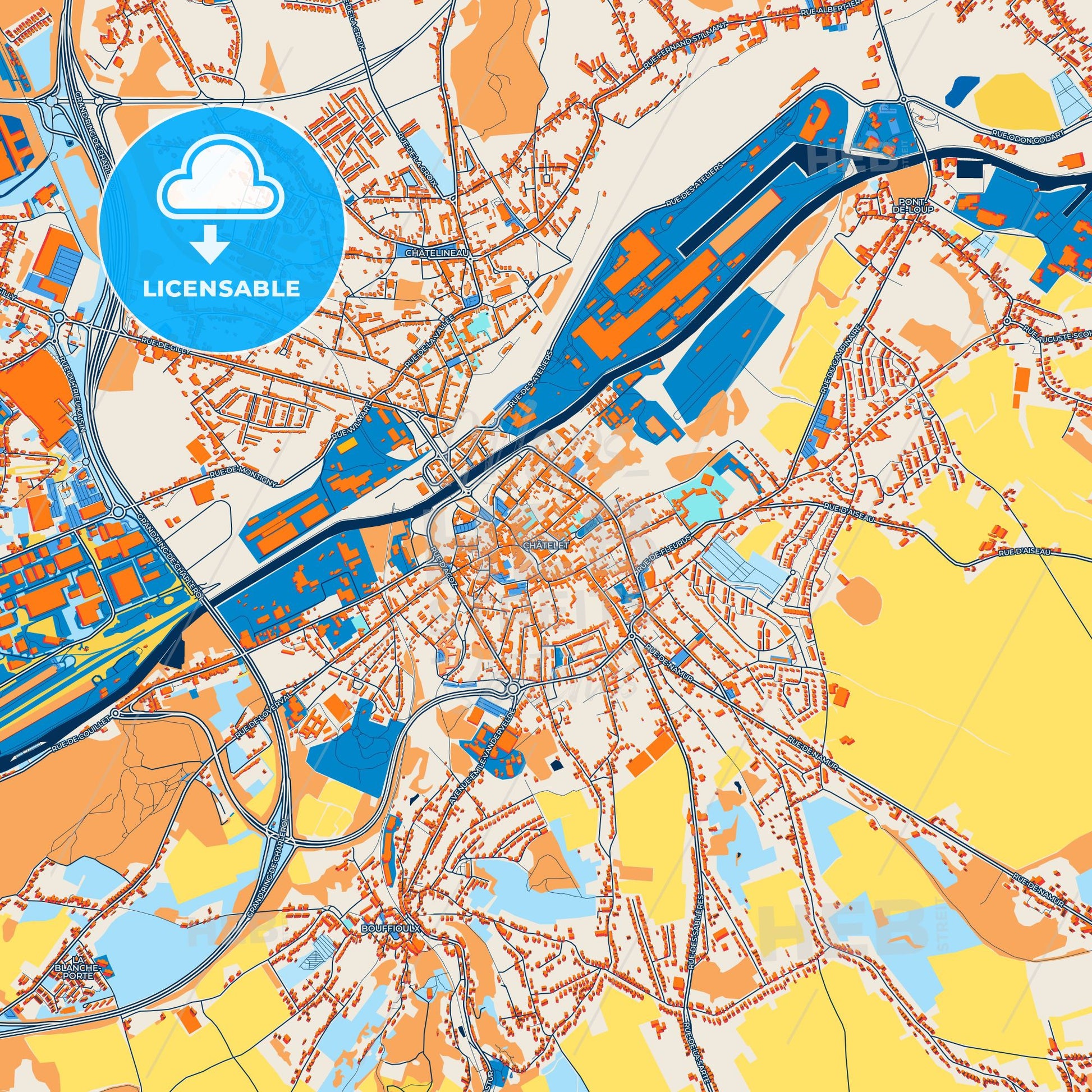 Colorful Châtelet Street Map with Labels and Buildings