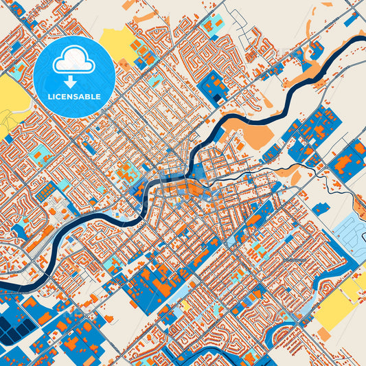 Colorful Chatham-Kent Street Map with Labels and Buildings