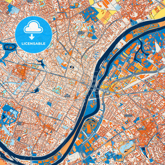 Colorful Chatou Street Map with Labels and Buildings