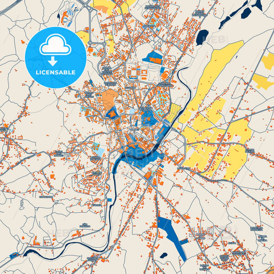 Colorful Chaves Street Map with Labels and Buildings