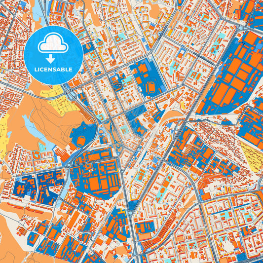 Colorful Cheboksary Street Map with Labels and Buildings
