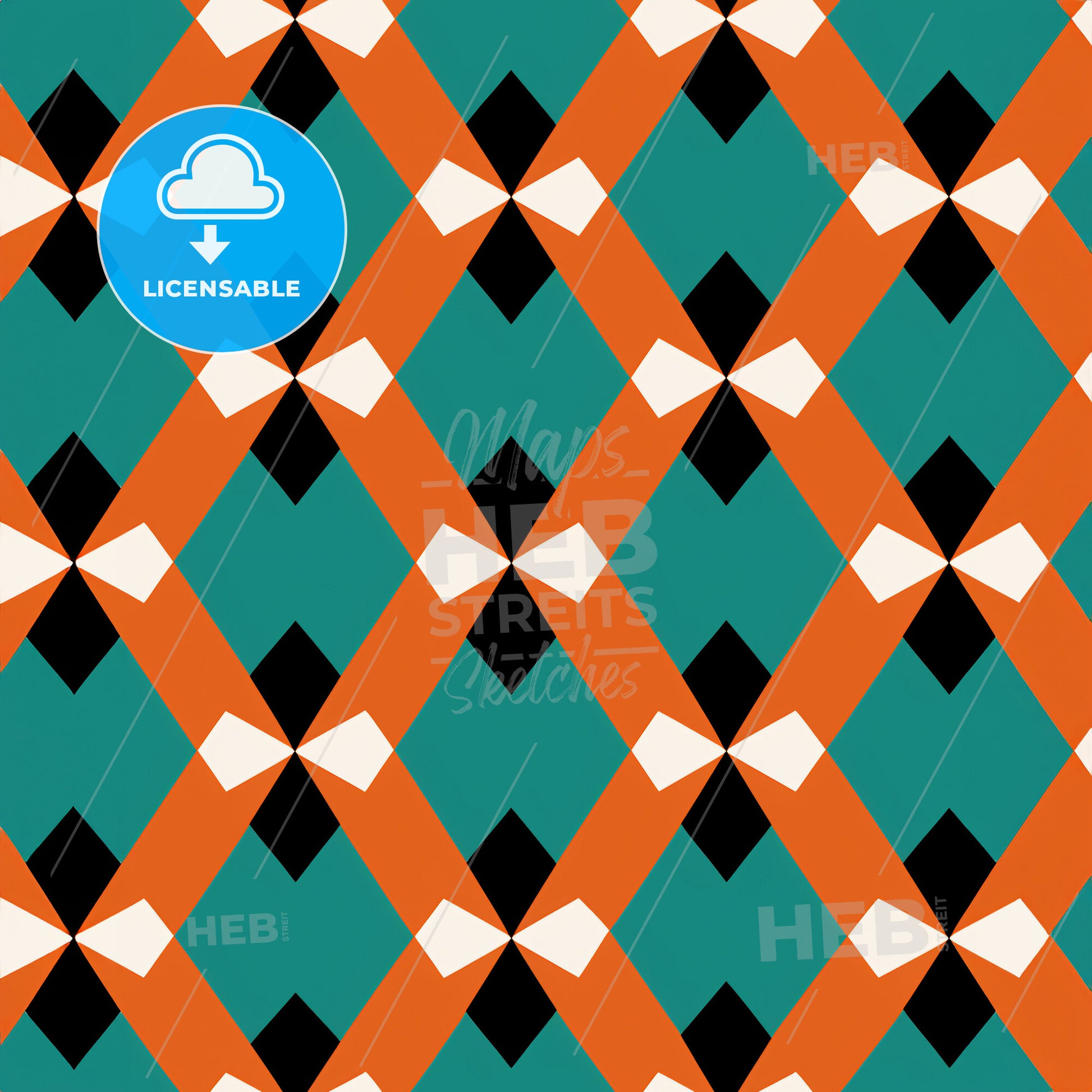 A Pattern Of Black And Orange Diamonds