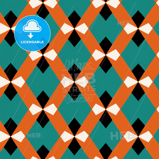 A Pattern Of Black And Orange Diamonds