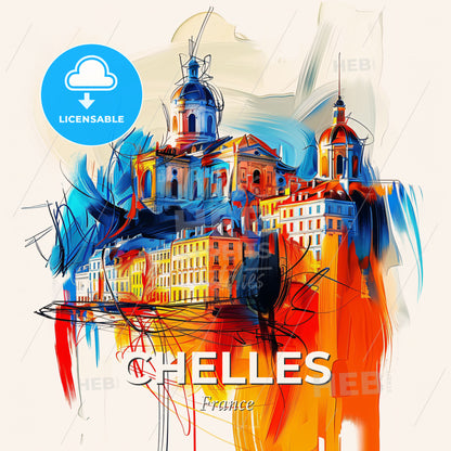 Vibrant Chelles, France - A Painting Of A Building - Square format print template