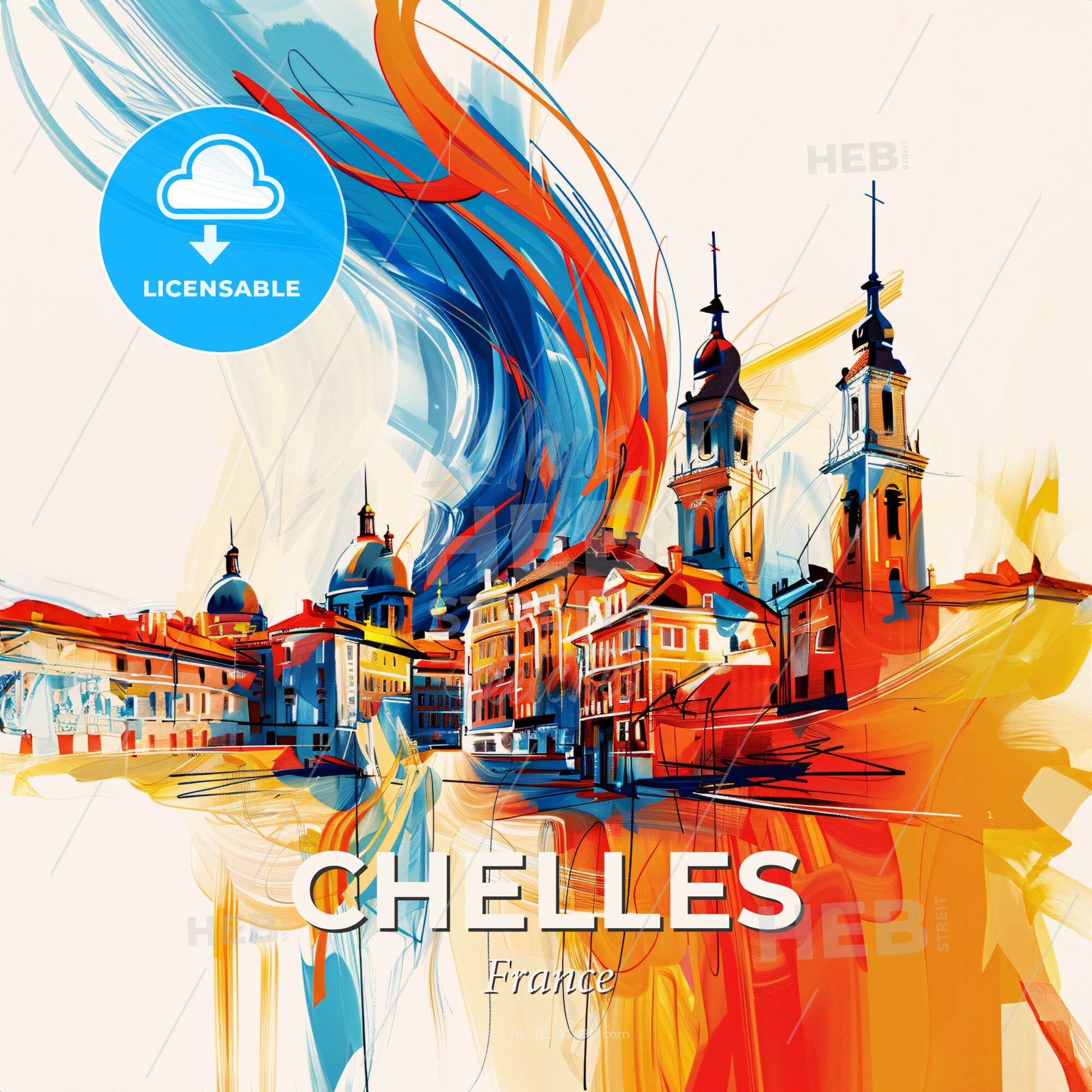 Vibrant Chelles, France - A Painting Of A City - Square format print template