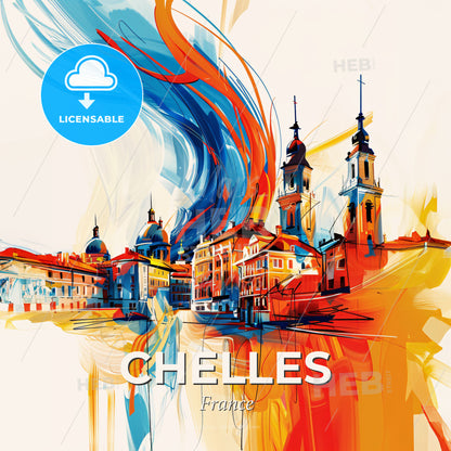Vibrant Chelles, France - A Painting Of A City - Square format print template
