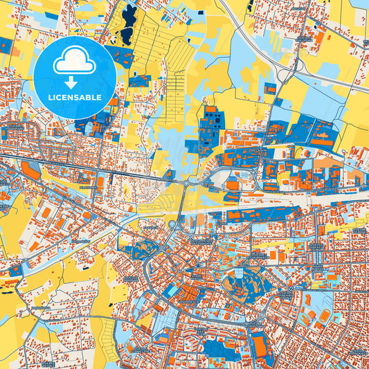 Colorful Chełm Street Map with Labels and Buildings