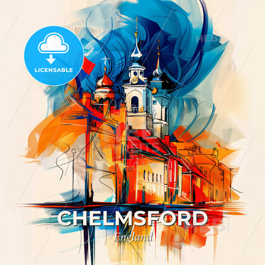 Vibrant Chelmsford, England - A Painting Of A Building - Square format print template