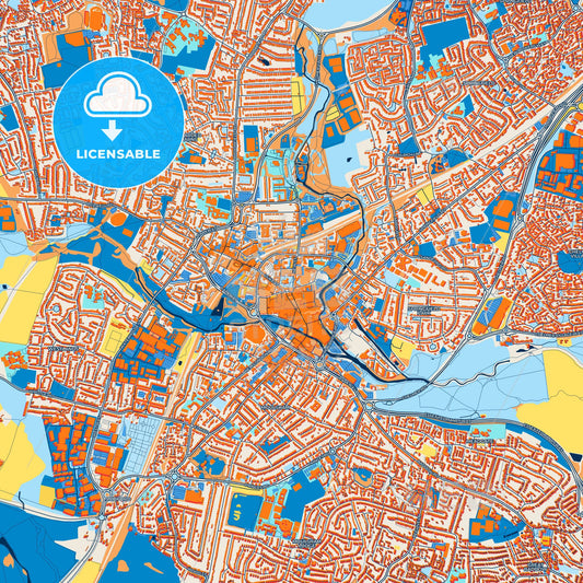 Colorful Chelmsford Street Map with Labels and Buildings