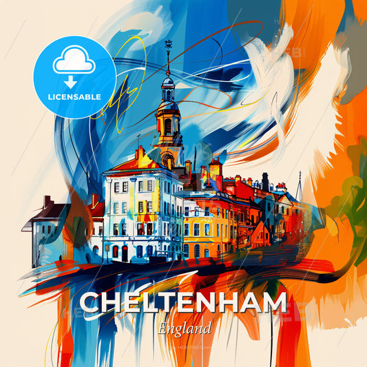 Vibrant Cheltenham, England - A Painting Of A Building - Square format print template