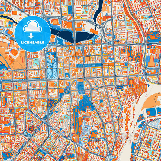 Colorful Chelyabinsk Street Map with Labels and Buildings