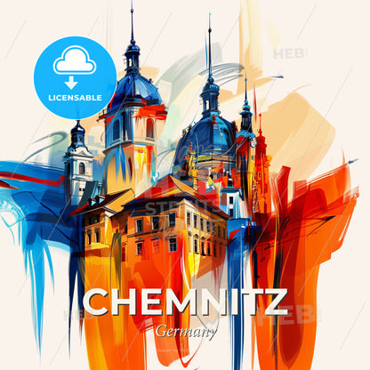 Vibrant Chemnitz, Germany - A Painting Of A Building - Square format print template