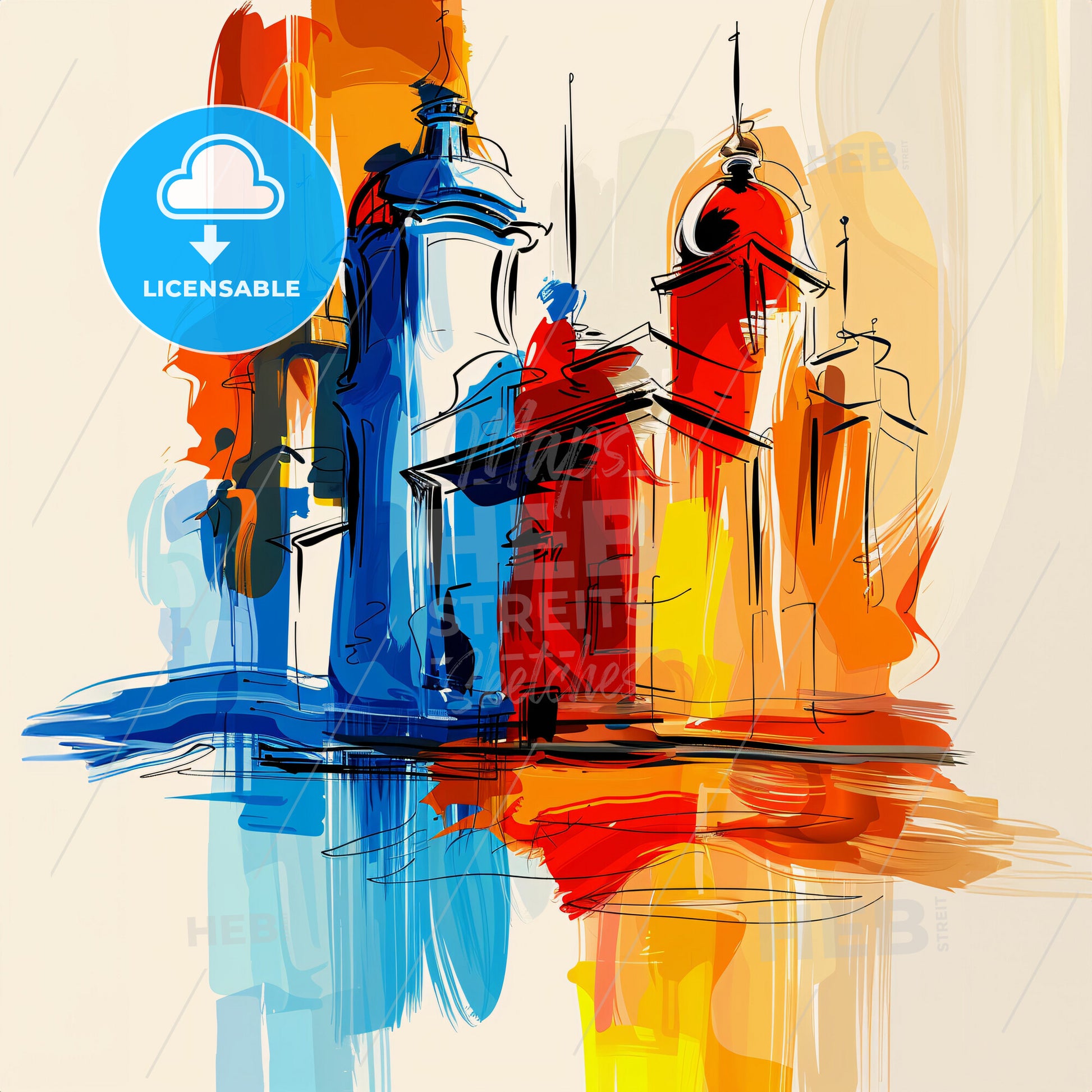 Vibrant Chennai, India - A Colorful Painting Of Buildings