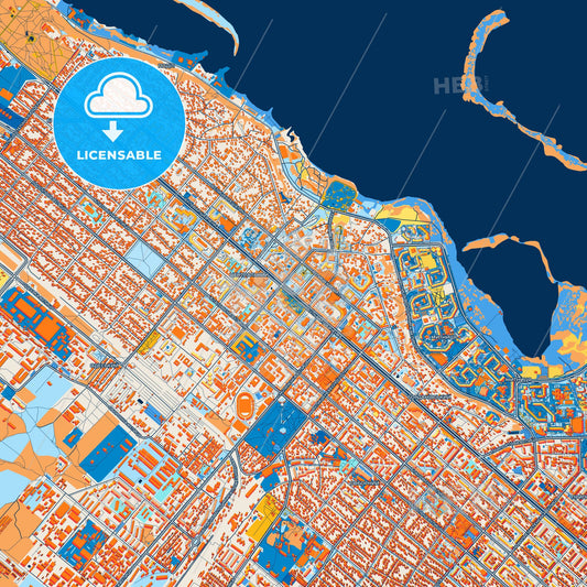Colorful Cherkasy Street Map with Labels and Buildings