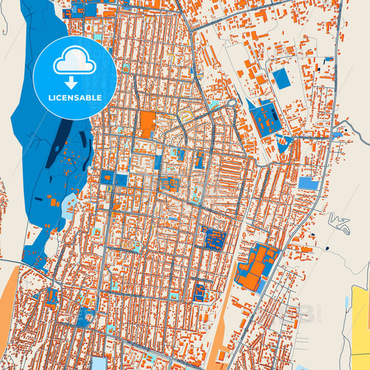 Colorful Cherkessk Street Map with Labels and Buildings