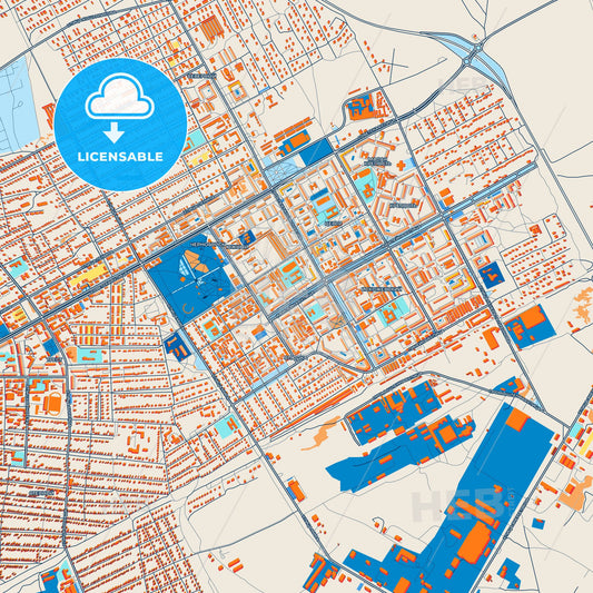 Colorful Chernogorsk Street Map with Labels and Buildings