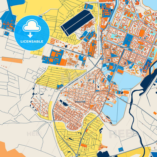 Colorful Chervonohrad Street Map with Labels and Buildings