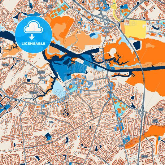 Colorful Chesapeake Street Map with Labels and Buildings