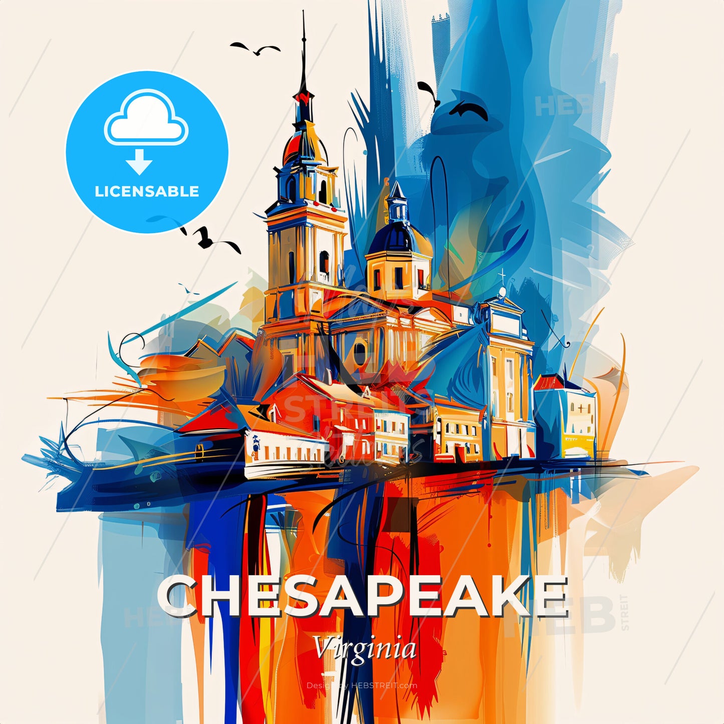 Vibrant Chesapeake, Virginia - A Painting Of A Building - Square format print template