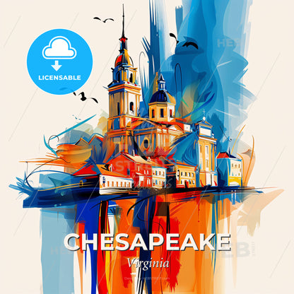 Vibrant Chesapeake, Virginia - A Painting Of A Building - Square format print template
