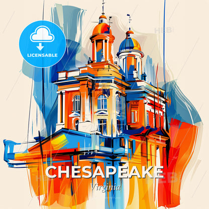 Vibrant Chesapeake, Virginia - A Colorful Building With A Dome On Top - Square format print template