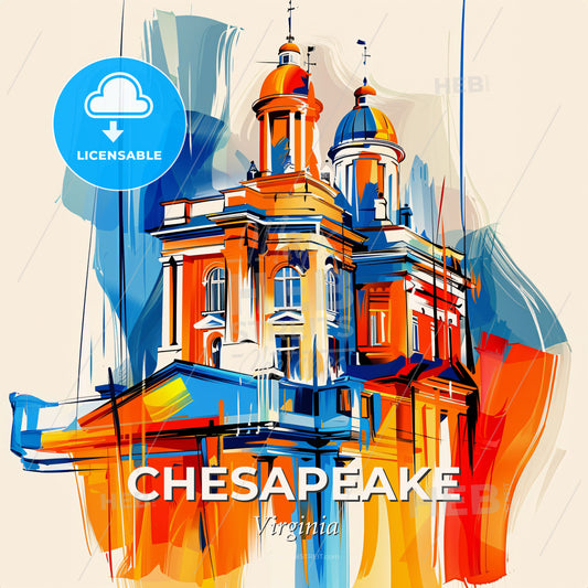 Vibrant Chesapeake, Virginia - A Colorful Building With A Dome On Top - Square format print template