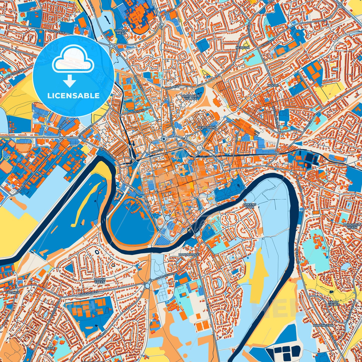 Chester Map With Key Colorful Chester Street Map With Labels And Buildings – HEBSTREITS