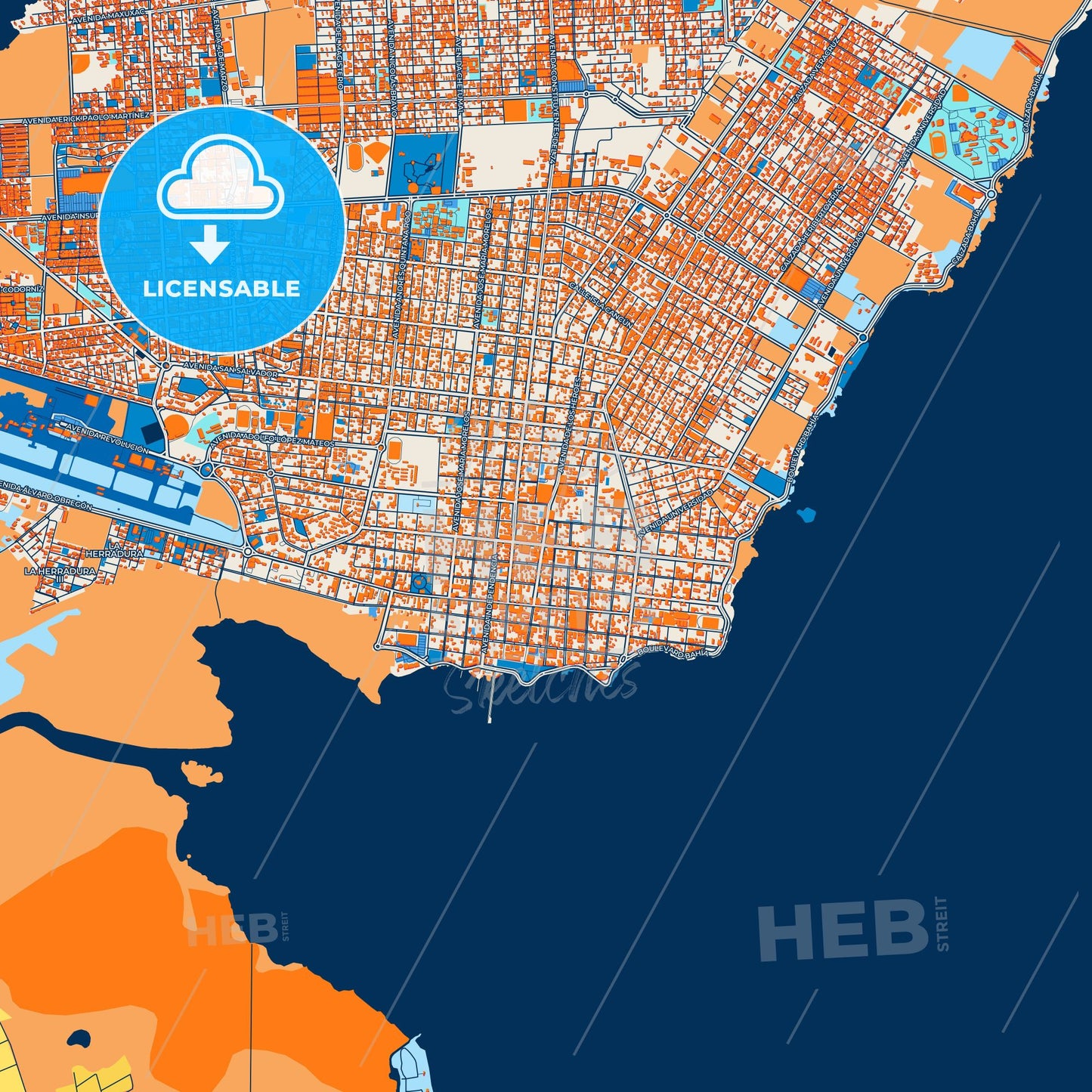 Colorful Chetumal Street Map with Labels and Buildings