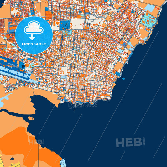 Colorful Chetumal Street Map with Labels and Buildings