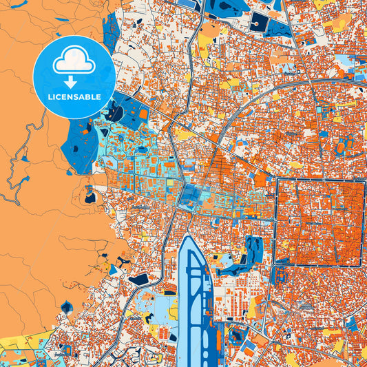 Colorful Chiang Mai Street Map with Labels and Buildings