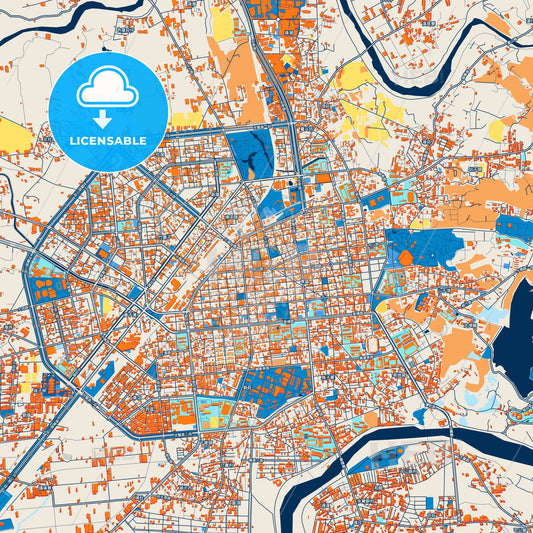 Colorful Chiayi Street Map with Labels and Buildings