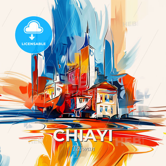 Vibrant Chiayi, Taiwan - A Painting Of A City - Square format print template