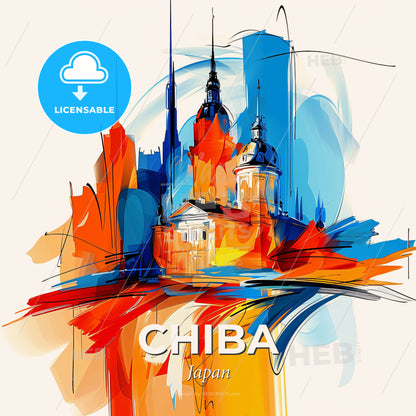 Vibrant Chiba, Japan - A Colorful Painting Of A City - Square format print template