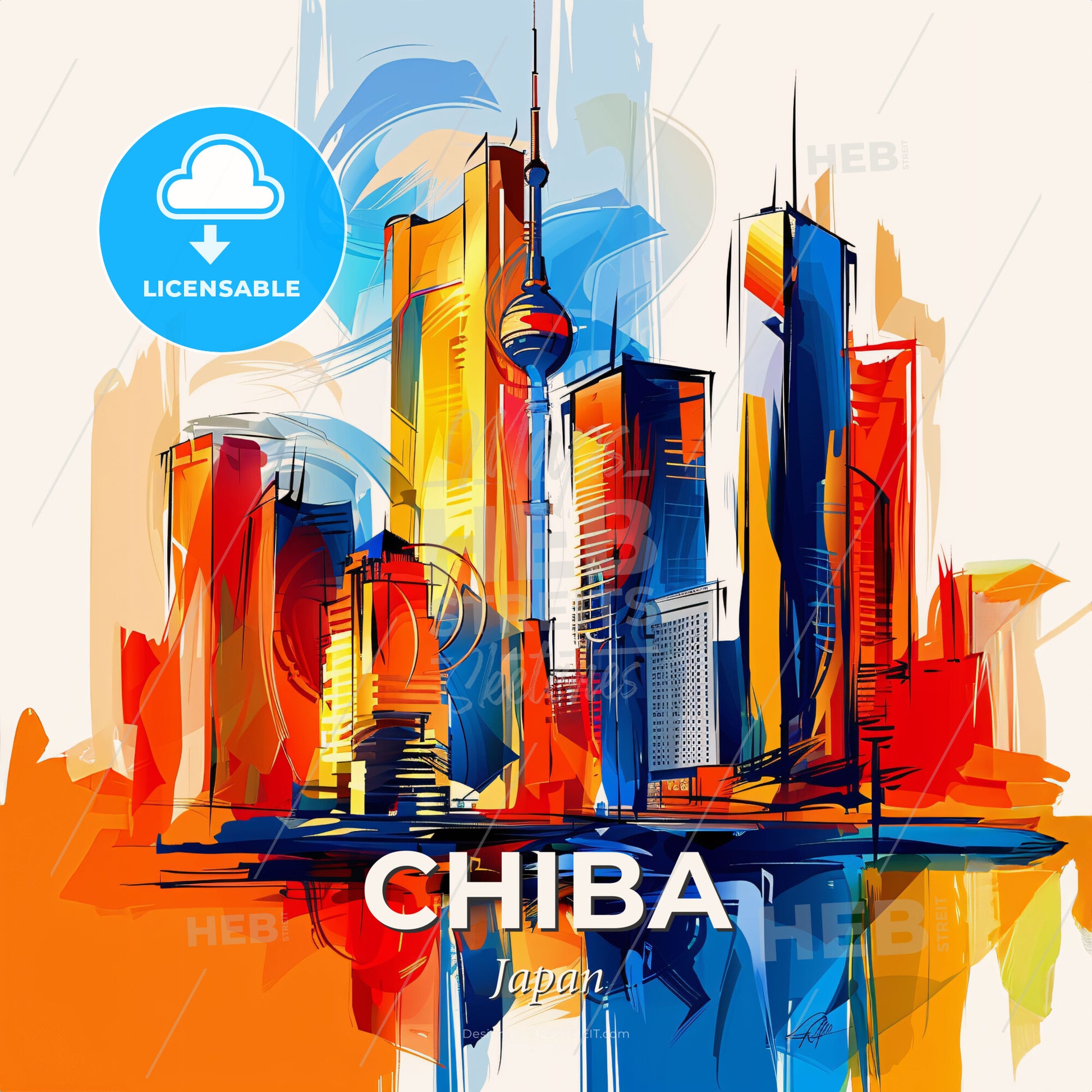 Vibrant Chiba, Japan - A Colorful Cityscape With Tall Buildings - Square format print template