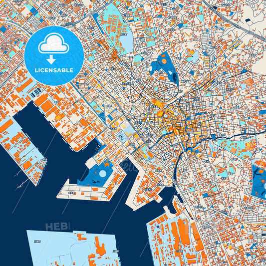 Colorful Chiba Street Map with Labels and Buildings