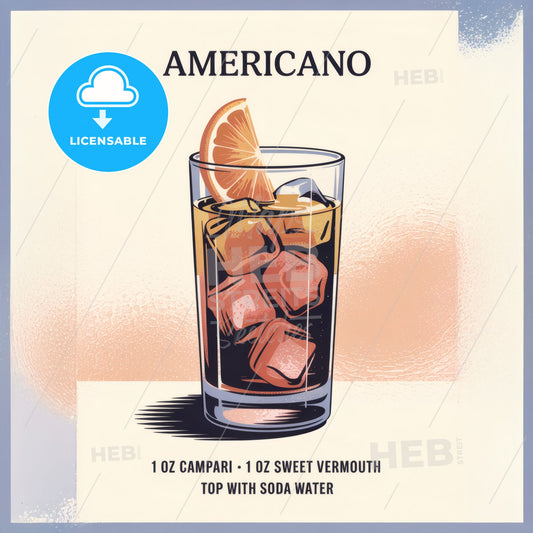 Chic Americano Cocktail Recipe Print: Elegant Highball Art for Home Bartenders