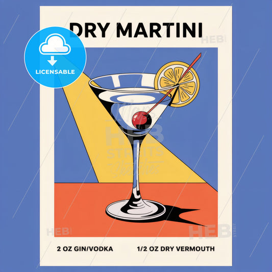 Chic Art Deco Dry Martini Poster: Bold Elegance Meets Modern Minimalism