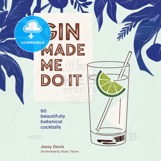 Chic Cocktail Art Print: 'GIN MADE ME DO IT' - Stunning Mint Green Book Cover Design