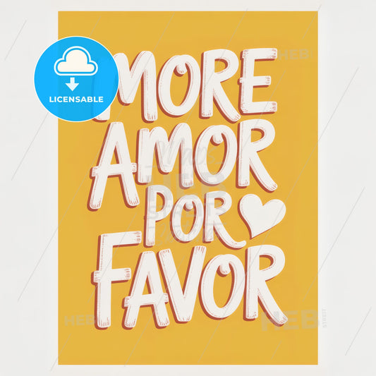 Chic Minimalist Print: 'More Amor Por Favor' in Handwritten Font on Mustard Yellow