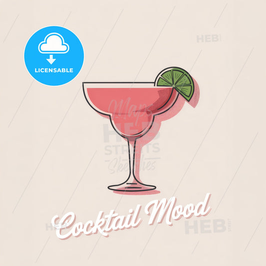 Chic Pink Margarita Print: Minimalist Halftone Art for Cocktail Lovers