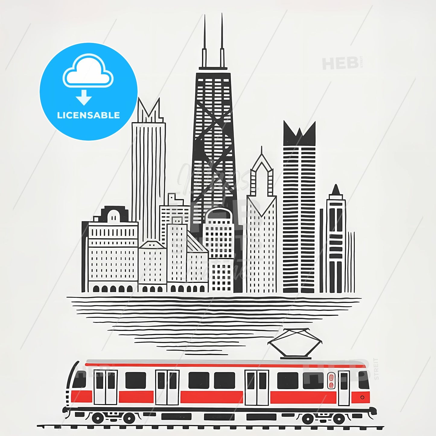Chicago Skyline: A Bold Linocut Tribute to Urban Elegance