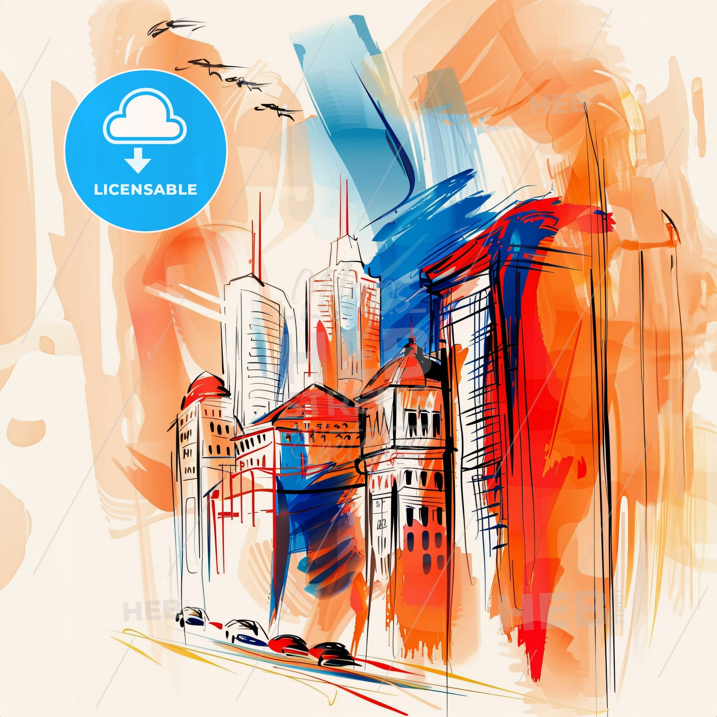 Vibrant Chicago, Illinois - A Drawing Of A City