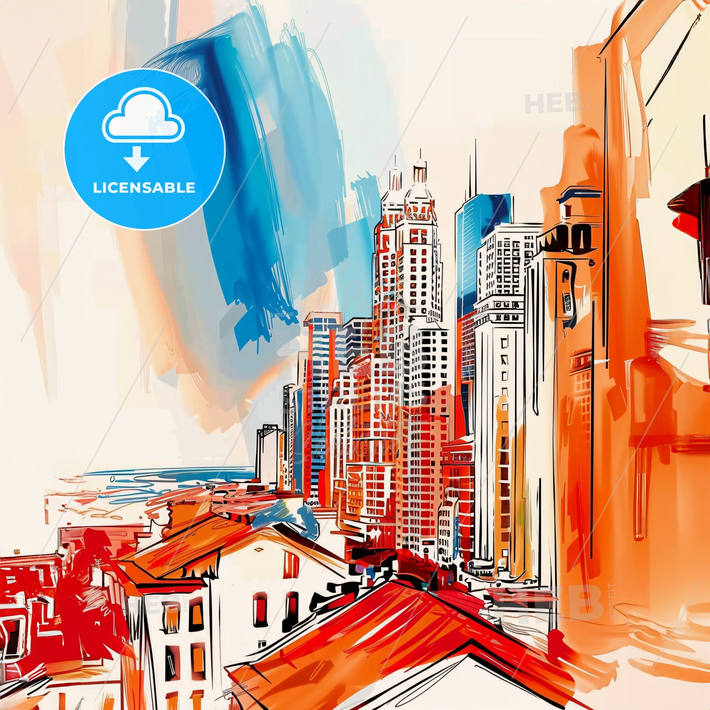 Vibrant Chicago, Illinois - A Cityscape With Buildings And A Blue Sky