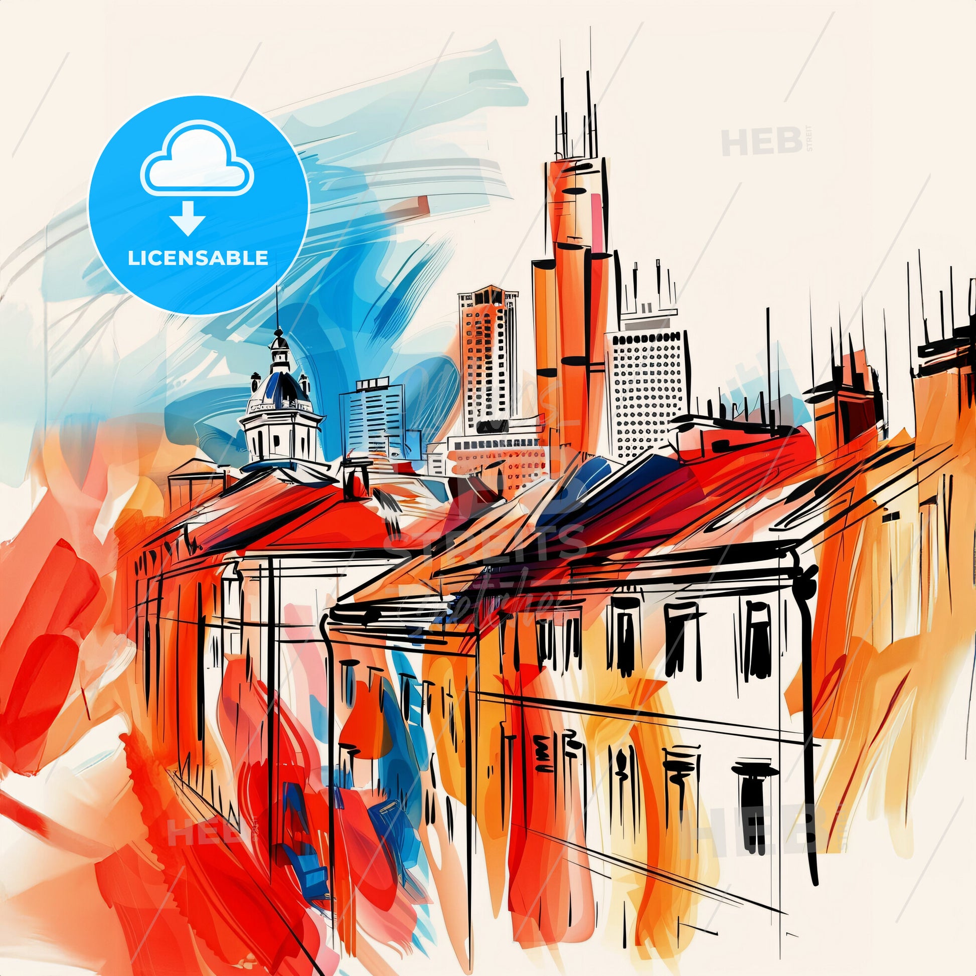 Vibrant Chicago, Illinois - A Painting Of Buildings And A City