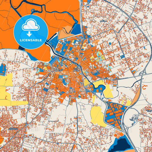 Colorful Chiclana de la Frontera Street Map with Labels and Buildings