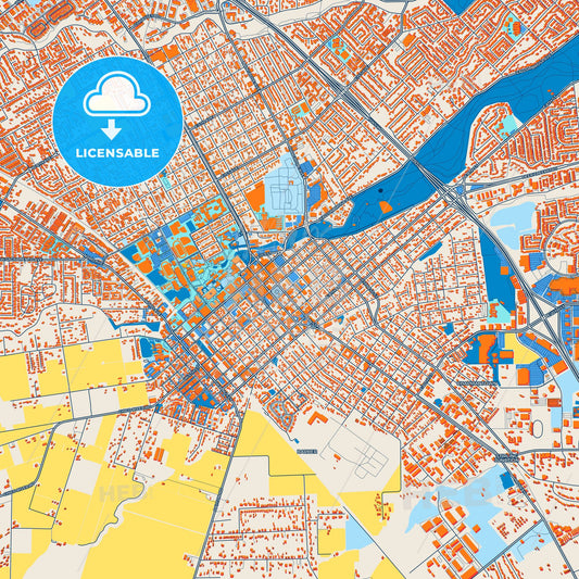 Colorful Chico Street Map with Labels and Buildings