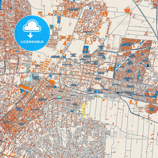 Colorful Chicoloapan de Juárez Street Map with Labels and Buildings