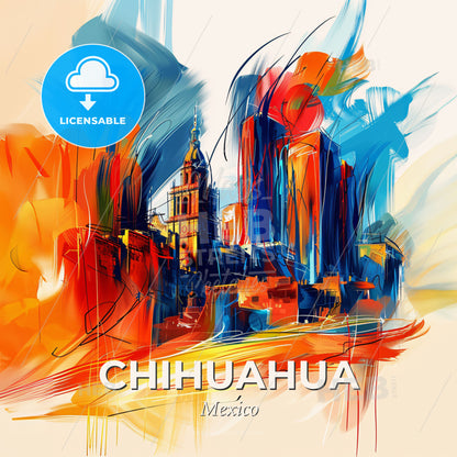 Vibrant Chihuahua, Mexico - A Painting Of A City - Square format print template