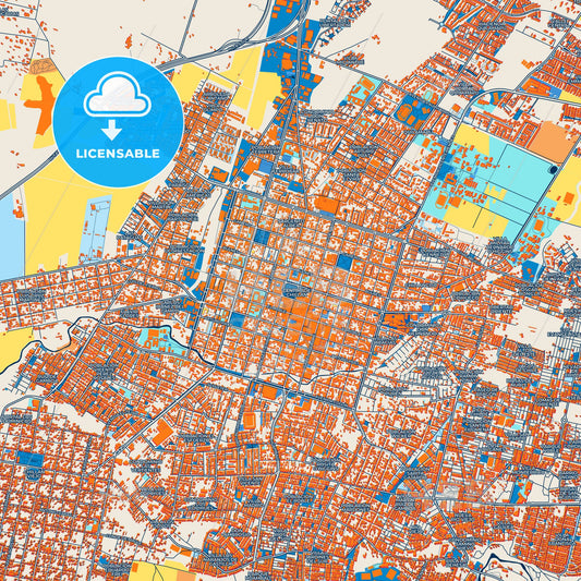 Colorful Chillan Street Map with Labels and Buildings