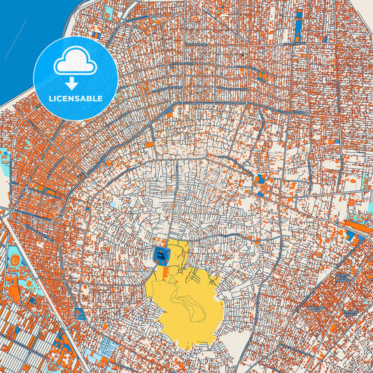 Colorful Chimalhuacán Street Map with Labels and Buildings